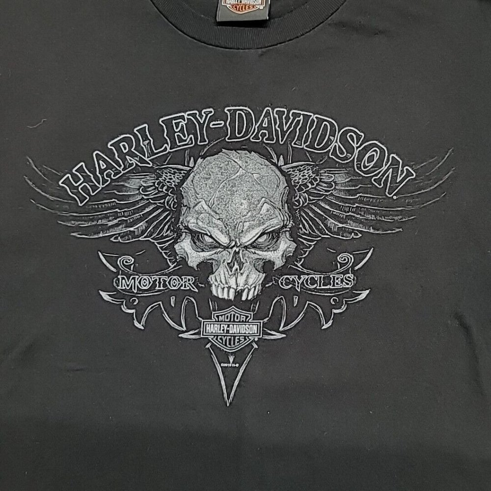 Harley Davidson Motorcycle Frieze O'Fallon Illinois Skull Wings T-Shirt Mens XL